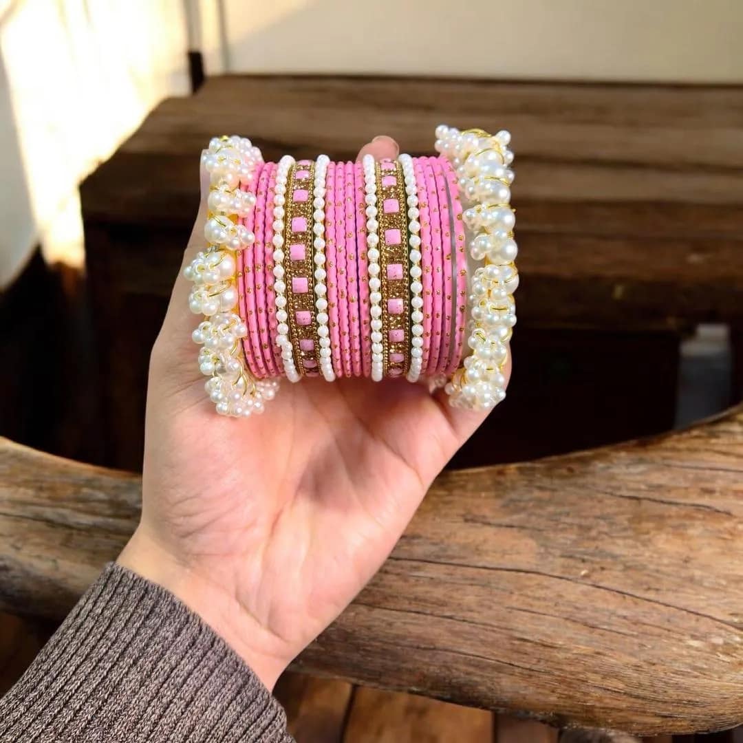 18 Pcs Metal Modern Design Gold Plated Crystal Kara Bangle Set