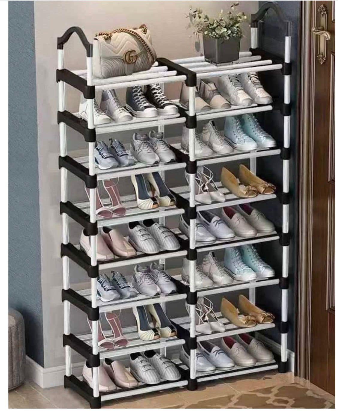 8-Layer Double-Sided Shoe Rack – Space Saving Multi-Tier Shoe Organizer for Home