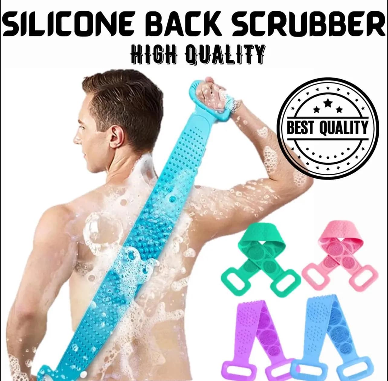 Silicone Back Scrubber Belt – Double-Sided Exfoliating Body Brush for Deep Clean Bath