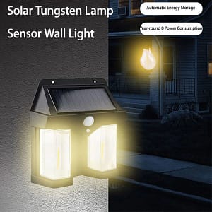 Double Head Antique Solar Sensor Lamp – Wall Mounted Outdoor Light for Courtyard, Villa & Garage
