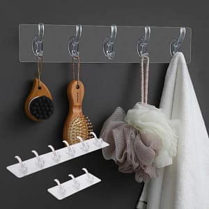6-Hook Transparent Adhesive Wall Hanger – Heavy Duty & Easy Installation