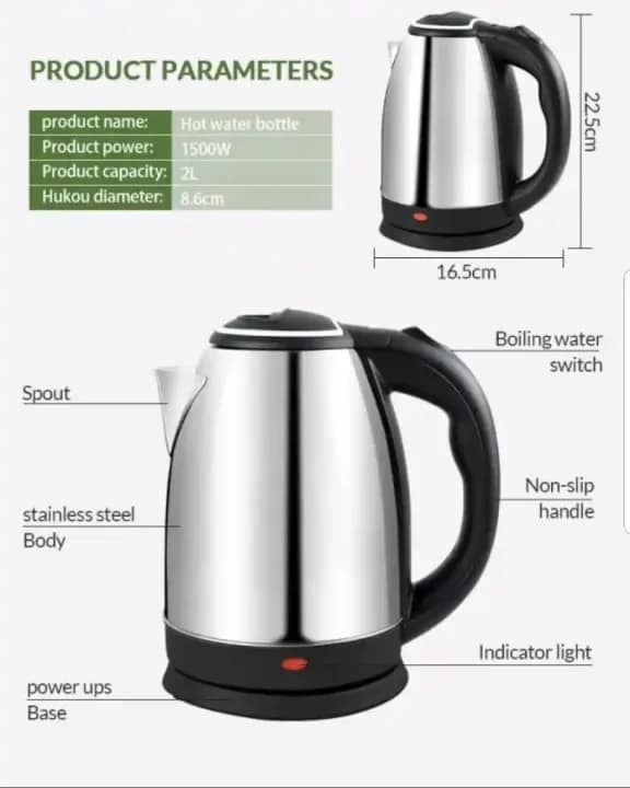 Lifestyle Cordless Stainless Steel Electric Kettle – 1.8L Fast Boiling Hot Water Dispenser - Image 3