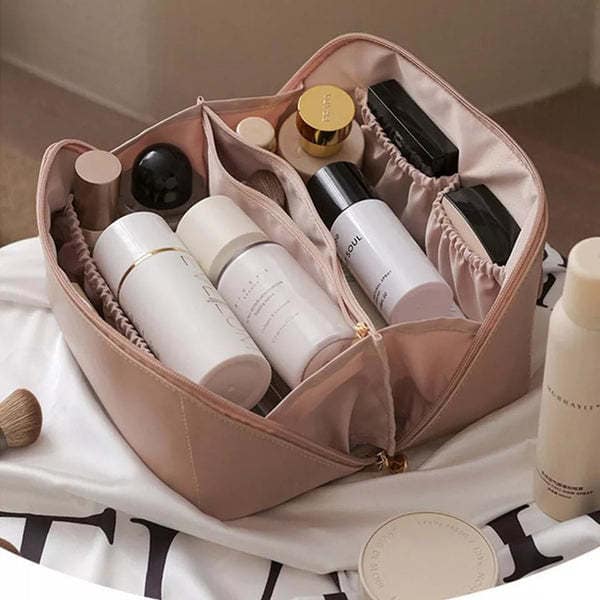 Large Capacity Travel Cosmetic Bag for Women – Premium PU Leather Makeup Organizer & Toiletry Kit - Image 3