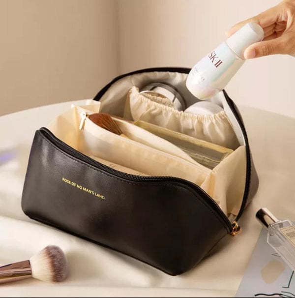 Large Capacity Travel Cosmetic Bag for Women – Premium PU Leather Makeup Organizer & Toiletry Kit - Image 4