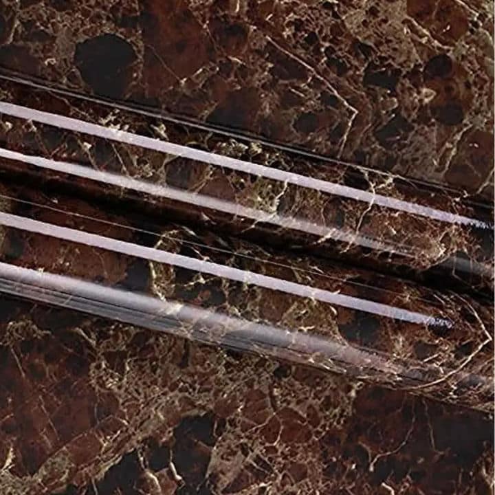 High Gloss Brown Marble Self-Adhesive Furniture Film (60×200cm) – Waterproof DIY Wallpaper for Tables, Cabinets & Fridge - Image 2