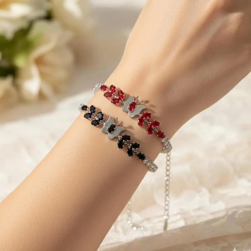 Modern Design Silver Plated Artificial Stones Chain Bracelet 2 in stock