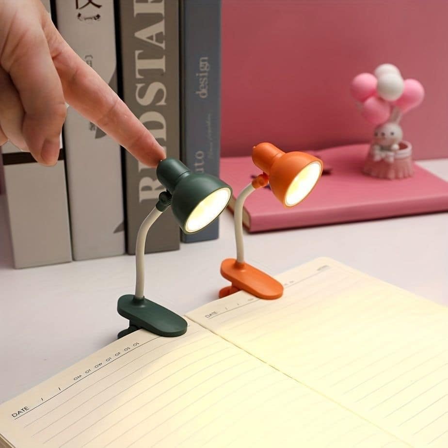Mini Cute Fancy Book Clip Lamp – 16 LED Eye-Caring Desk & Headboard Reading Light (USB Powered)